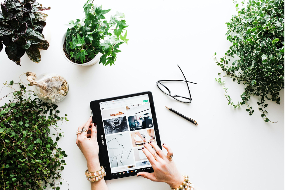 Girl working on her lifestyle blog